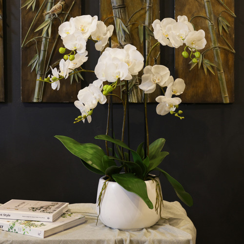 GlamorousFusion 78cm Potted Faux Orchid Plant Temple & ster