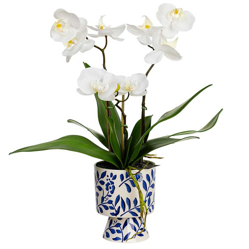 72cm Faux Orchid with Footed Vase