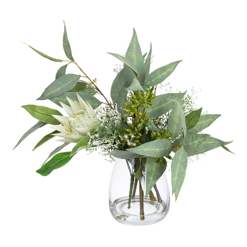 42cm Faux Native Mixed Arrangement in Glass Vase