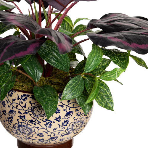 50cm Potted Faux Calathea Bush Plant