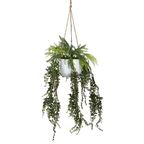 87cm Faux Hanging Mixed Fern Arrangement