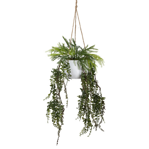87cm Potted Faux Hanging Mixed Fern Arrangement
