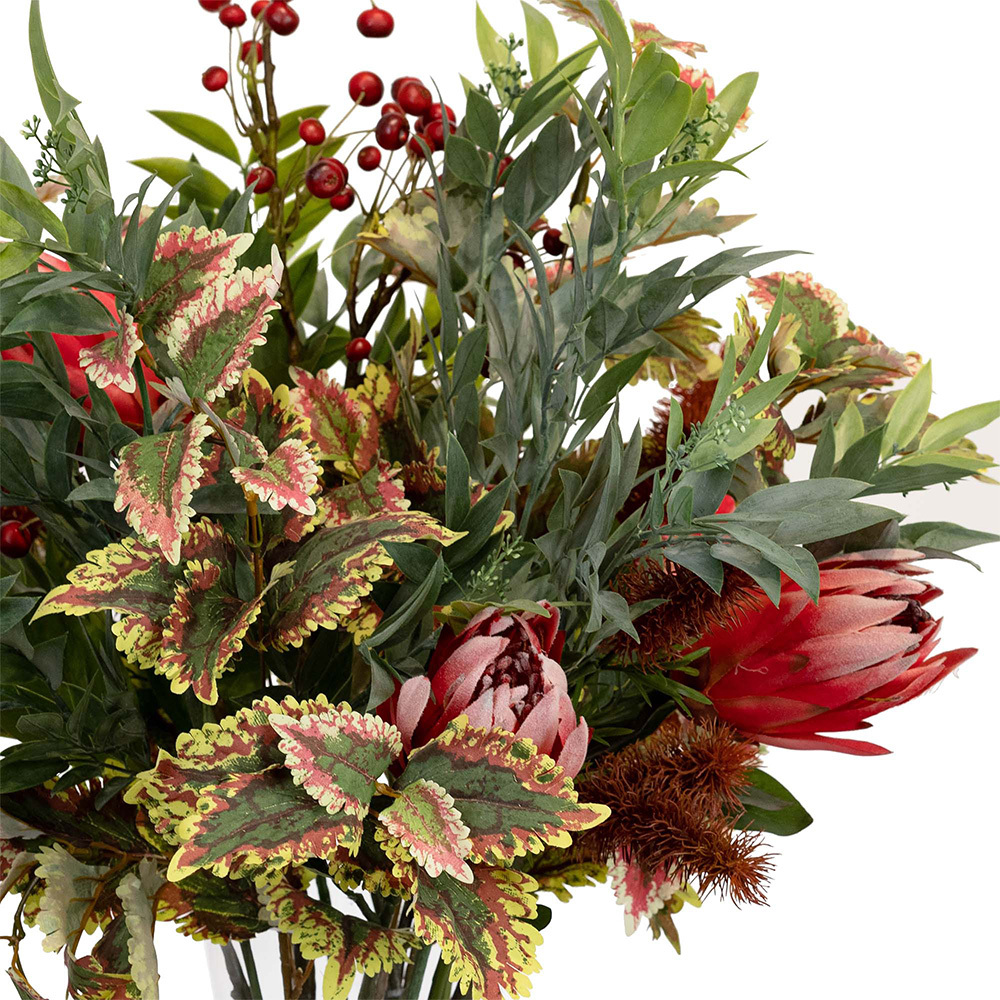 80cm Potted Faux Protea Mixed Arrangement