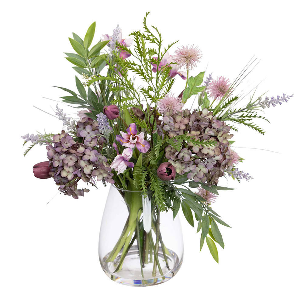 54cm Potted Faux Hydrangea & Lavender Mixed Arrangement