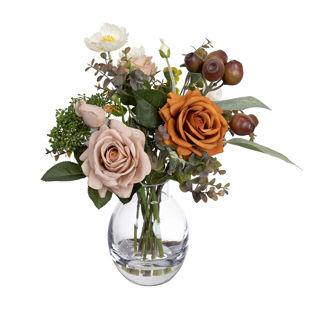 42cm Potted Faux Rose Mixed Arrangement