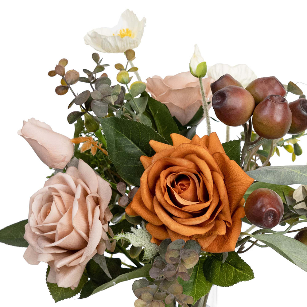 42cm Potted Faux Rose Mixed Arrangement