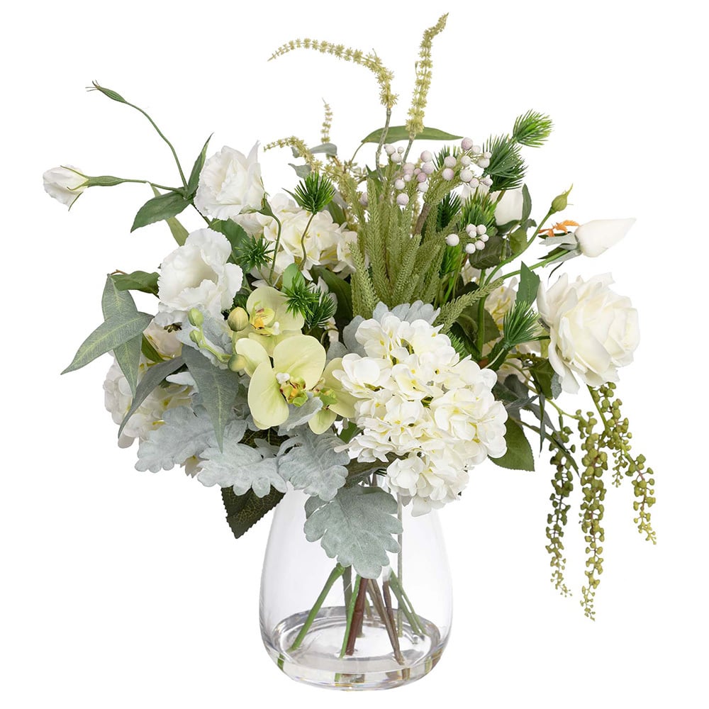 60cm Potted Faux Hydrangea & Rose Mixed Arrangement