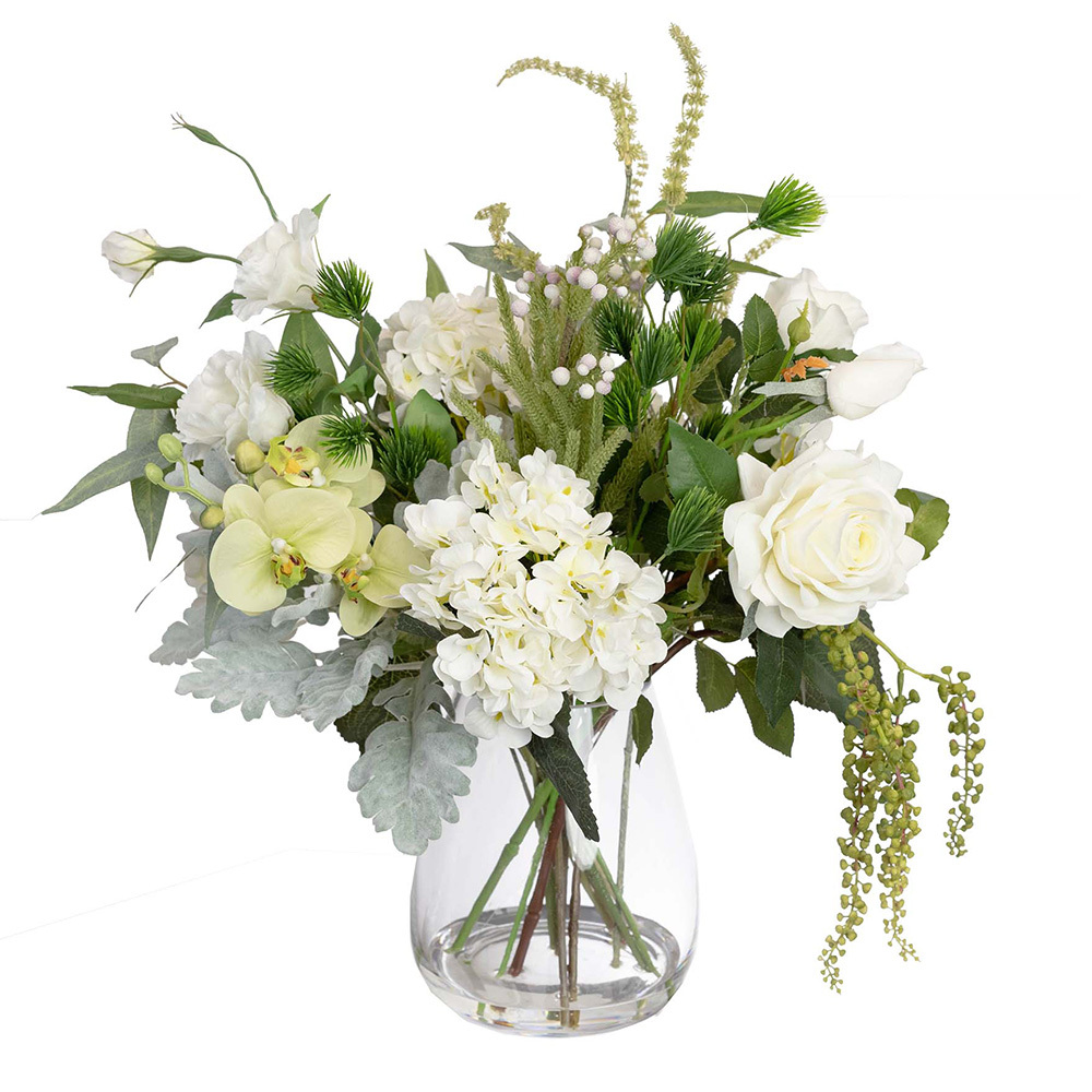 60cm Potted Faux Hydrangea & Rose Mixed Arrangement