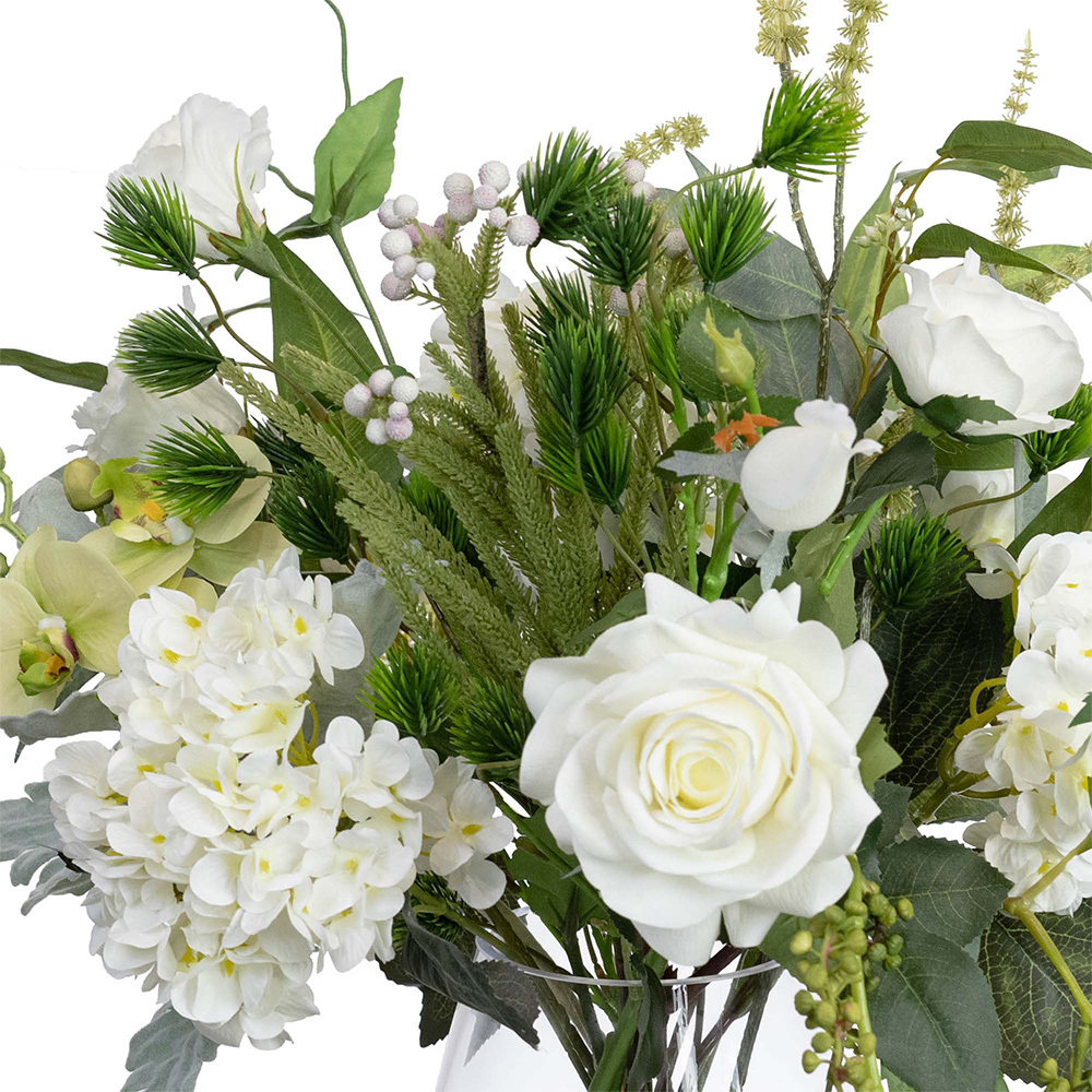 60cm Potted Faux Hydrangea & Rose Mixed Arrangement