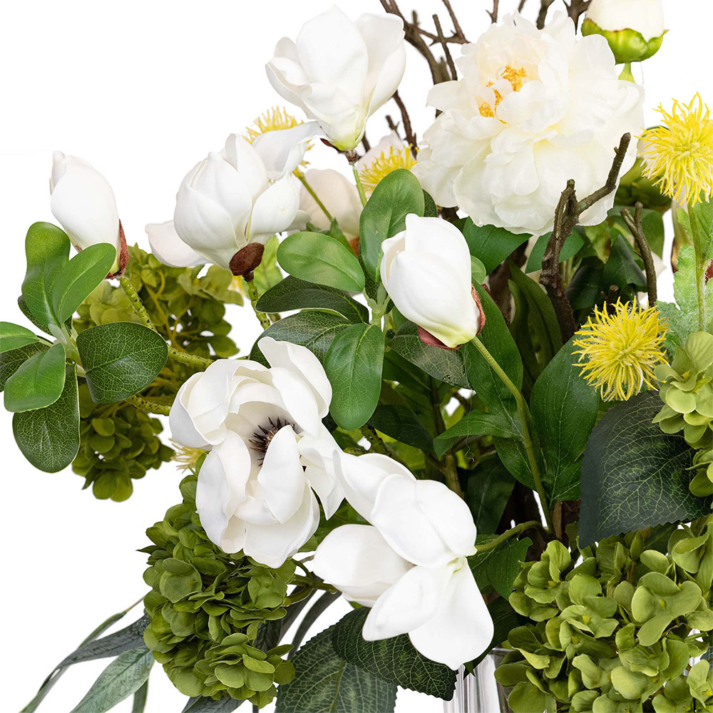 92cm Potted Faux Magnolia & Hydrangea Mixed Arrangement