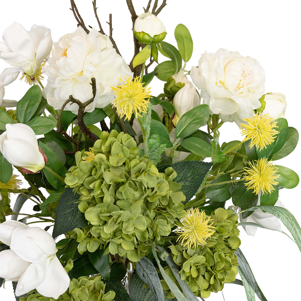 92cm Potted Faux Magnolia & Hydrangea Mixed Arrangement