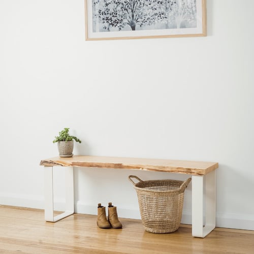 White Estelle Natural Edge Dining Bench