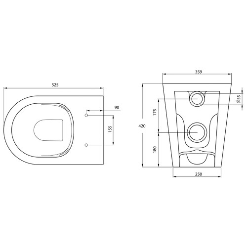 Narva Ceramic Rimless Floor Mounted Toilet Pan with Soft-Close Seat