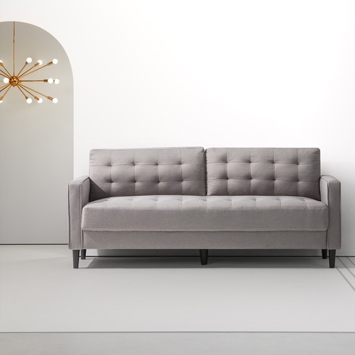 Stone Grey Weave Mid Century 3 Seater Sofa