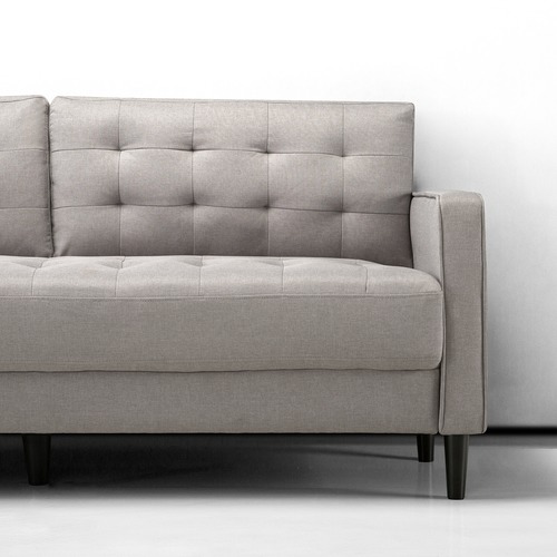 Stone Grey Weave Mid Century 3 Seater Sofa