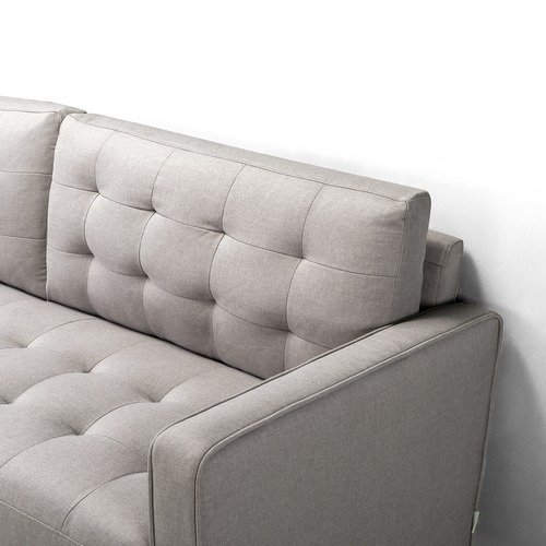 Stone Grey Weave Mid Century 3 Seater Sofa