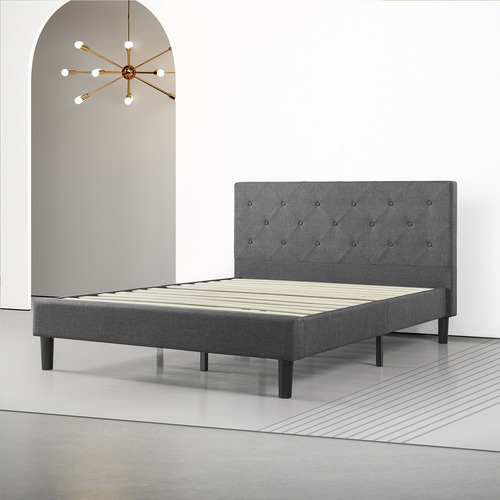 Studio Home Diamond Stitched Charcoal, Blackstone Upholstered Square Stitched Platform Bed Gray Queen