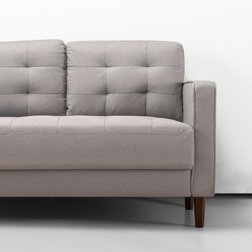 Stone Grey Weave Mid Century 2 Seater Sofa