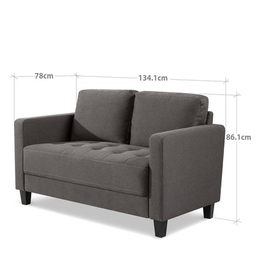Steel Grey Weave Modern 2 Seater Sofa