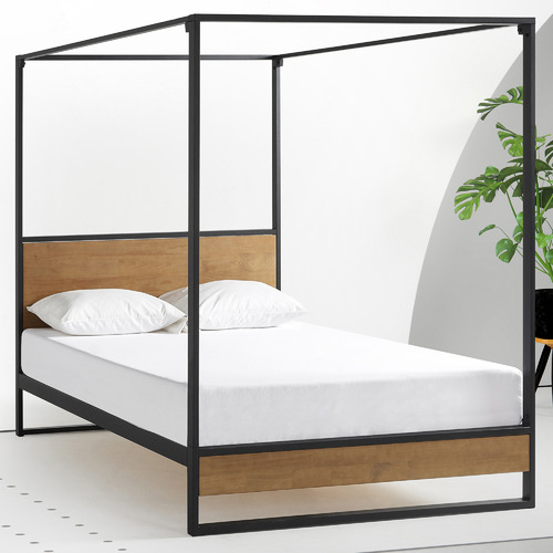 Metal Canopy Four Poster Bed Temple, Wood Canopy Bed Frame Full Size