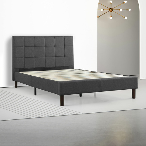 Blackstone Queen Upholstered Square Stitched Platform Bed Dimensions