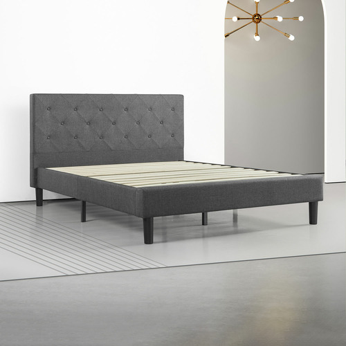 Upholstered Diamond Stitched Platform Bed Frame Hanaposy
