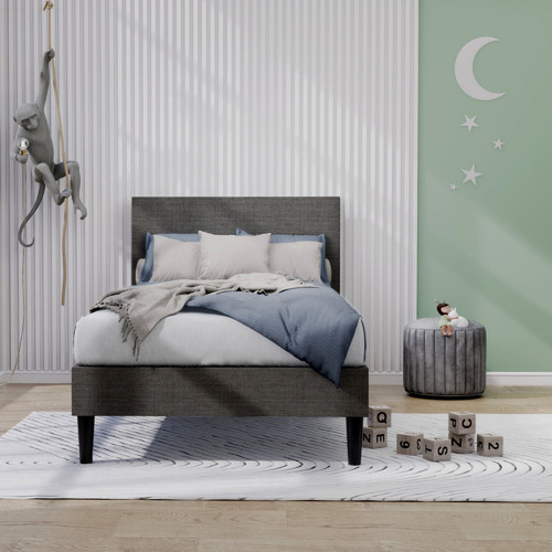 Studio Home Single Laybell Fabric Kid's Bed with Headboard Temple