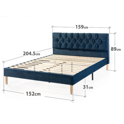 Kashif Velvet Queen Bed with USB