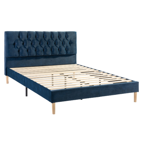 Studio Home Kashif Velvet Queen Bed with USB Ports | Temple & Webster