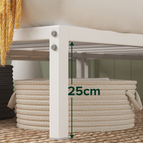 Natural & White Ciria Steel & Bamboo Bed