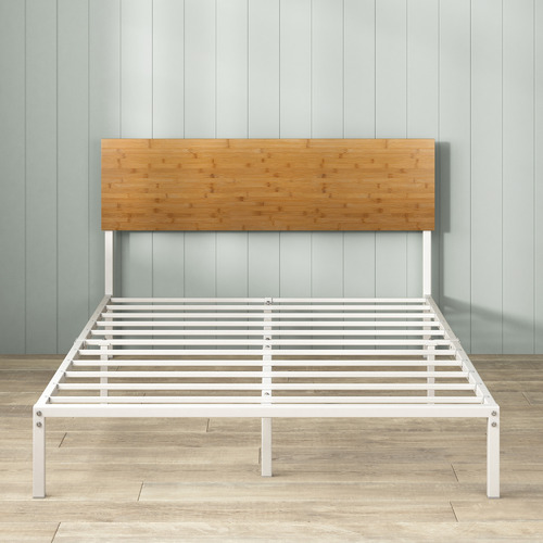 Natural & White Ciria Steel & Bamboo Bed