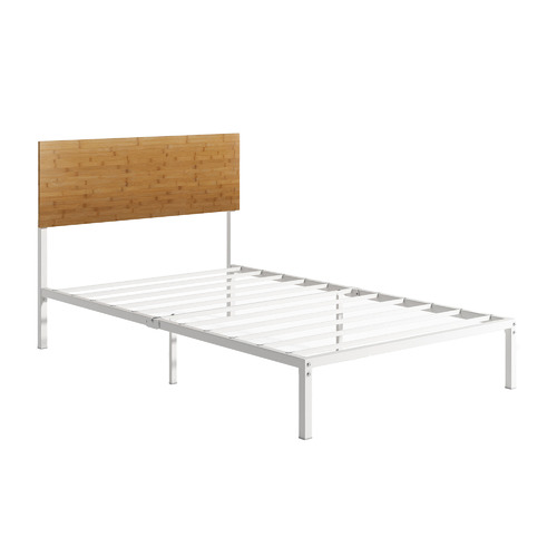 Natural & White Ciria Steel & Bamboo Bed