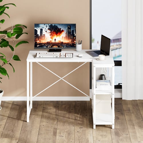 White Apollo Steel Writing Desk