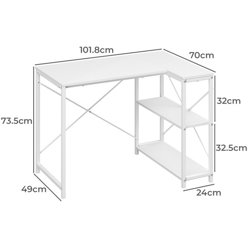 White Apollo Steel Writing Desk