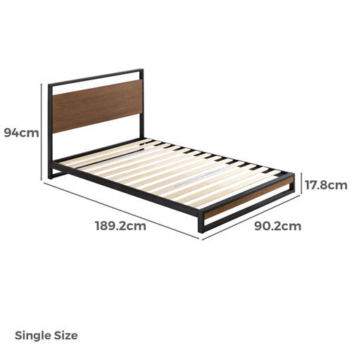 Houston Timber & Metal Single Platform Bed