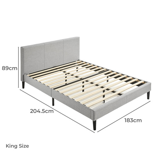 Light Grey Laybell Fabric Bed with Headboard