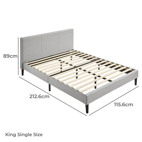 Light Grey Laybell Fabric Bed with Headboard