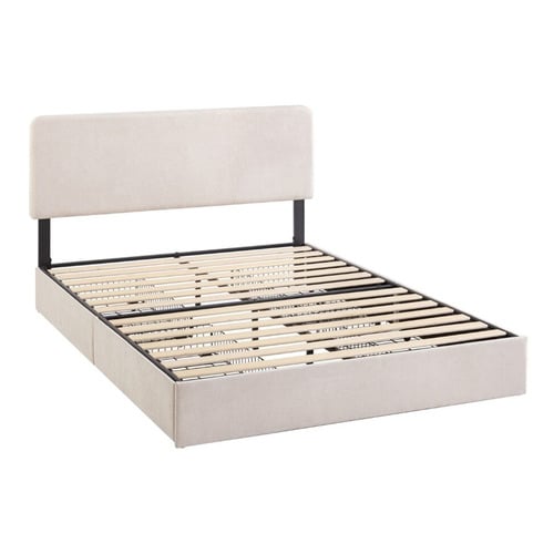 Beige Pauline Upholstered Bed Frame with Drawers