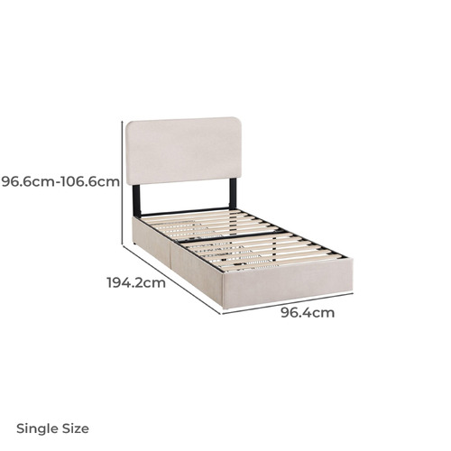 Beige Pauline Upholstered Bed Frame with Drawers