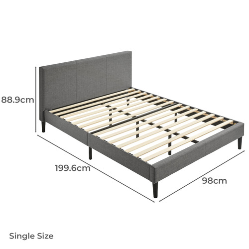 Charcoal Laybell Fabric Bed with Headboard