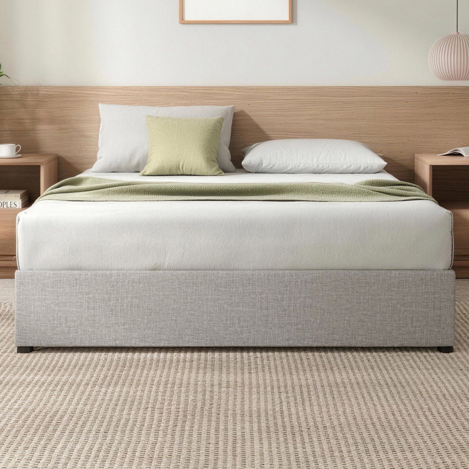 Light Grey Jaliyah Upholstered Gas Lift Bed Base