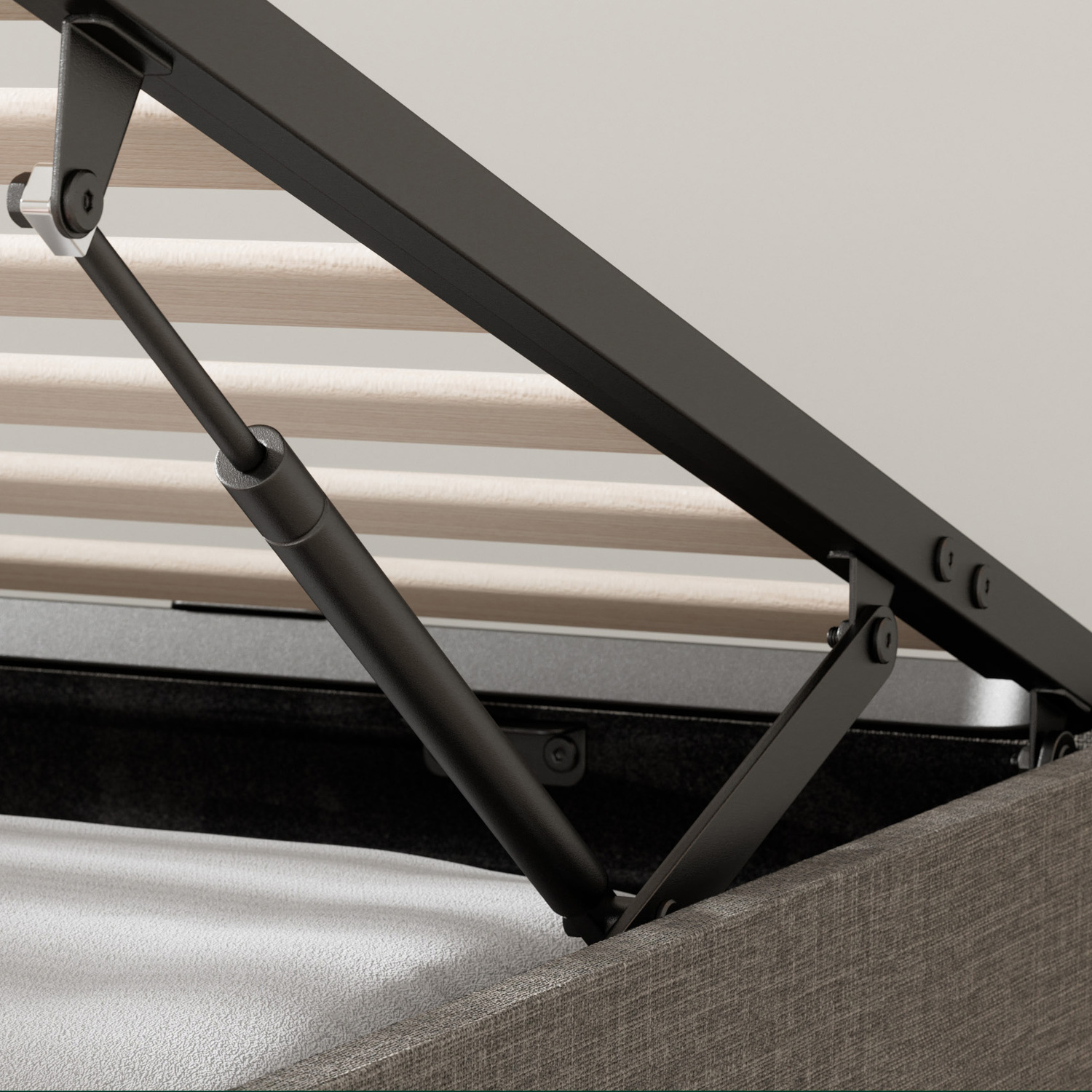 Light Grey Jaliyah Upholstered Gas Lift Bed Base