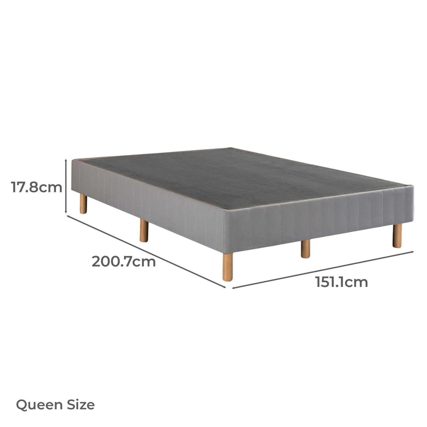 Grey Justin Upholstered Bed Base