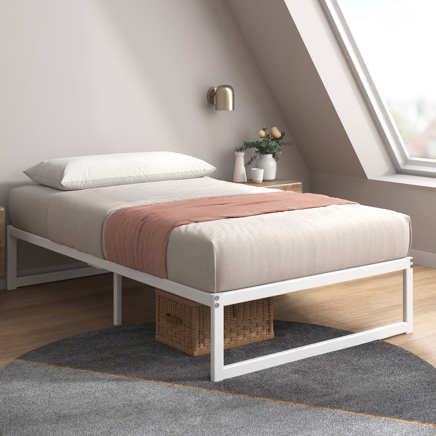 White Beier Metal Bed Base