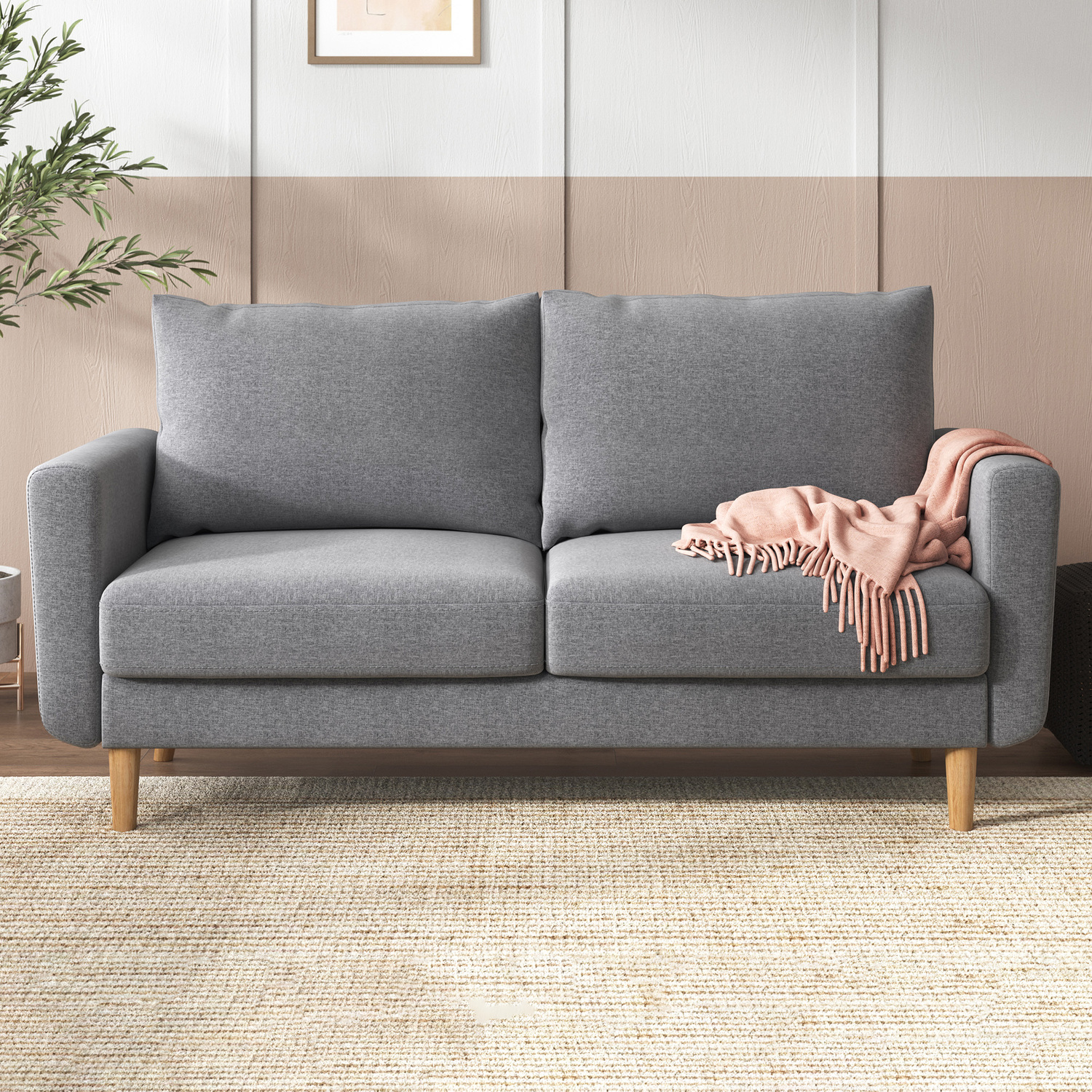 Light Grey 2 Seater Classic Sofa