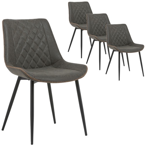 MYROOM Grey Louis Faux Leather Dining Chairs & Reviews | Temple & Webster
