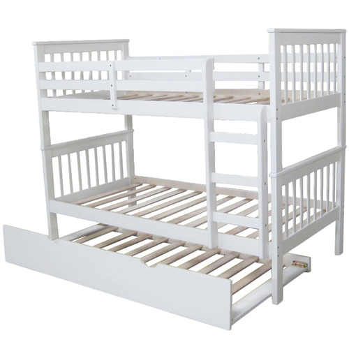 white wooden bunk beds