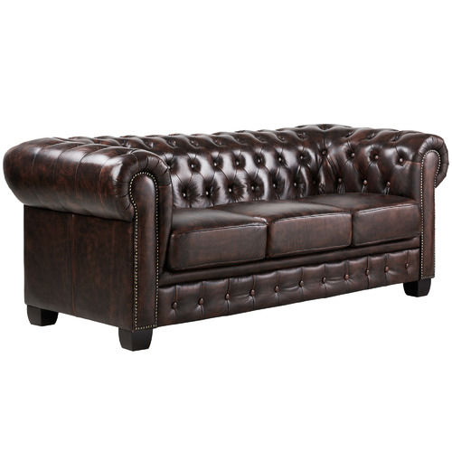 West End Furniture 3 Seater Max, Classic Chesterfield Leather Sofa