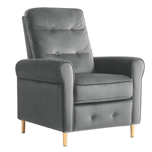 grey velvet recliner chair