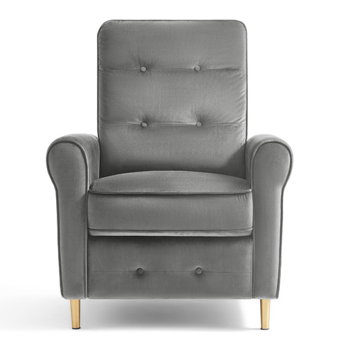 grey velvet recliner chair